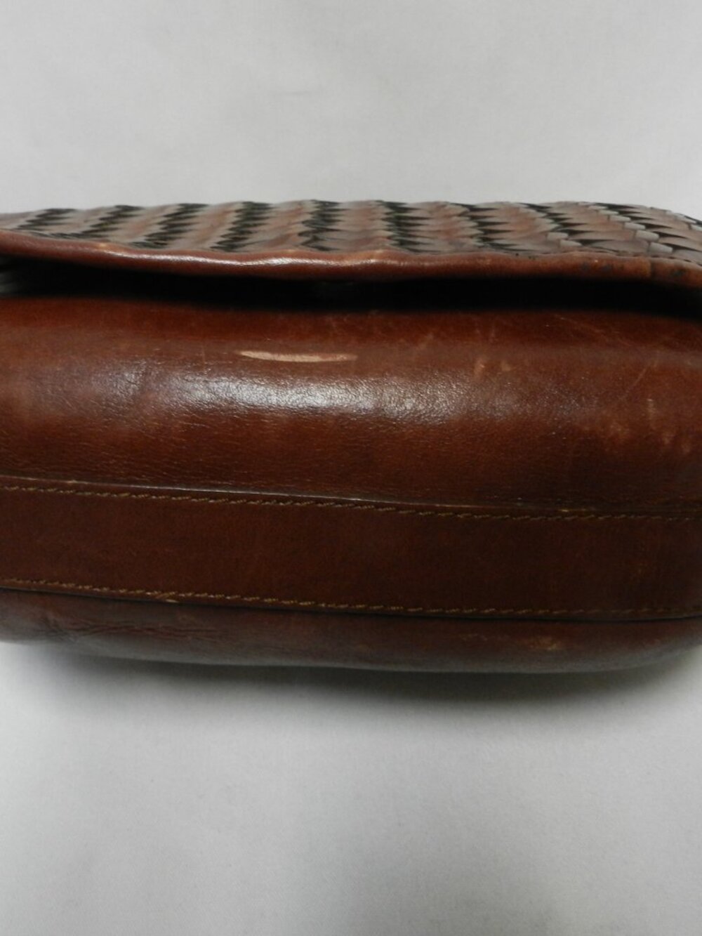 Fossil Vintage Woven Leather shoulder bag purse basket weave brown adjustable - Picture 12 of 15